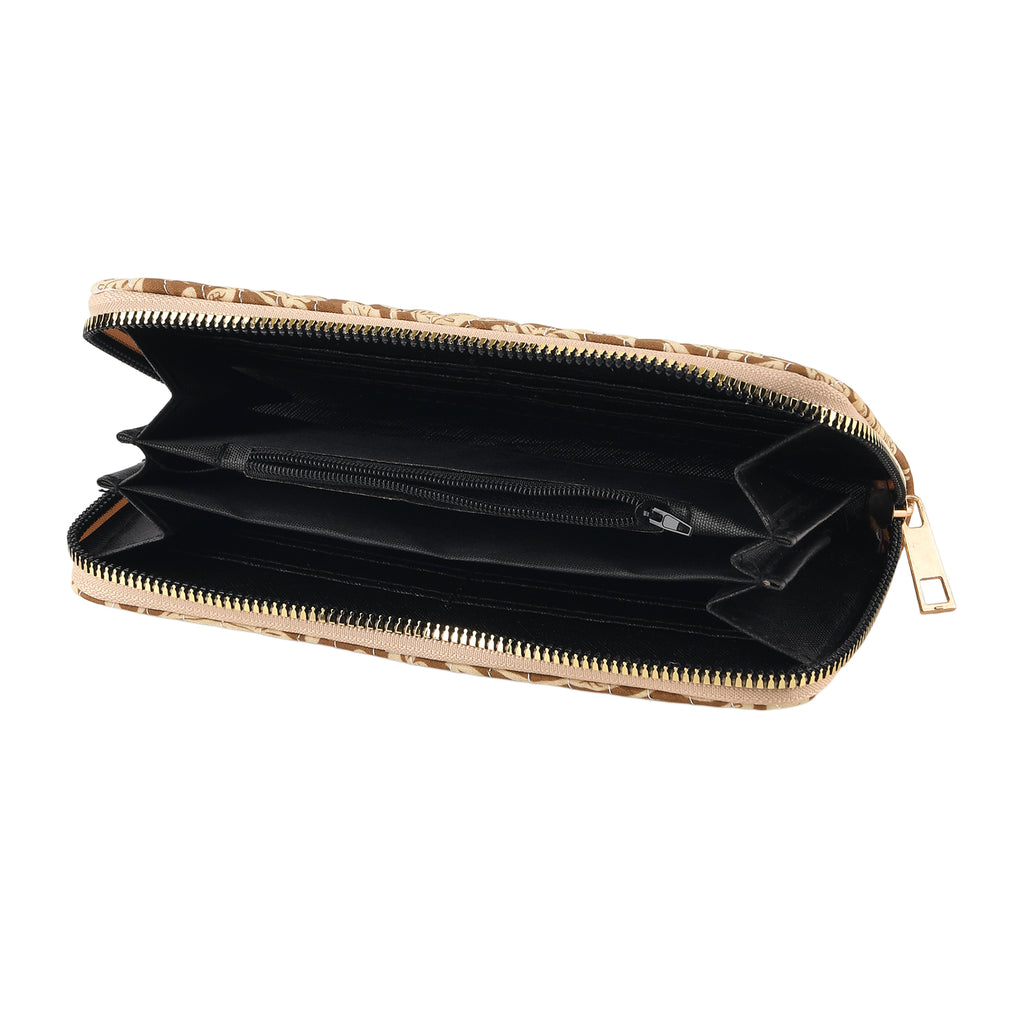 Set of 2 Floral Print Zip Around Wallet Set - Chocolate_8556467_5