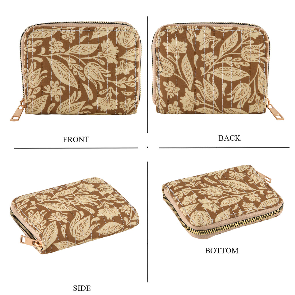Set of 2 Floral Print Zip Around Wallet Set - Chocolate_8556467_6