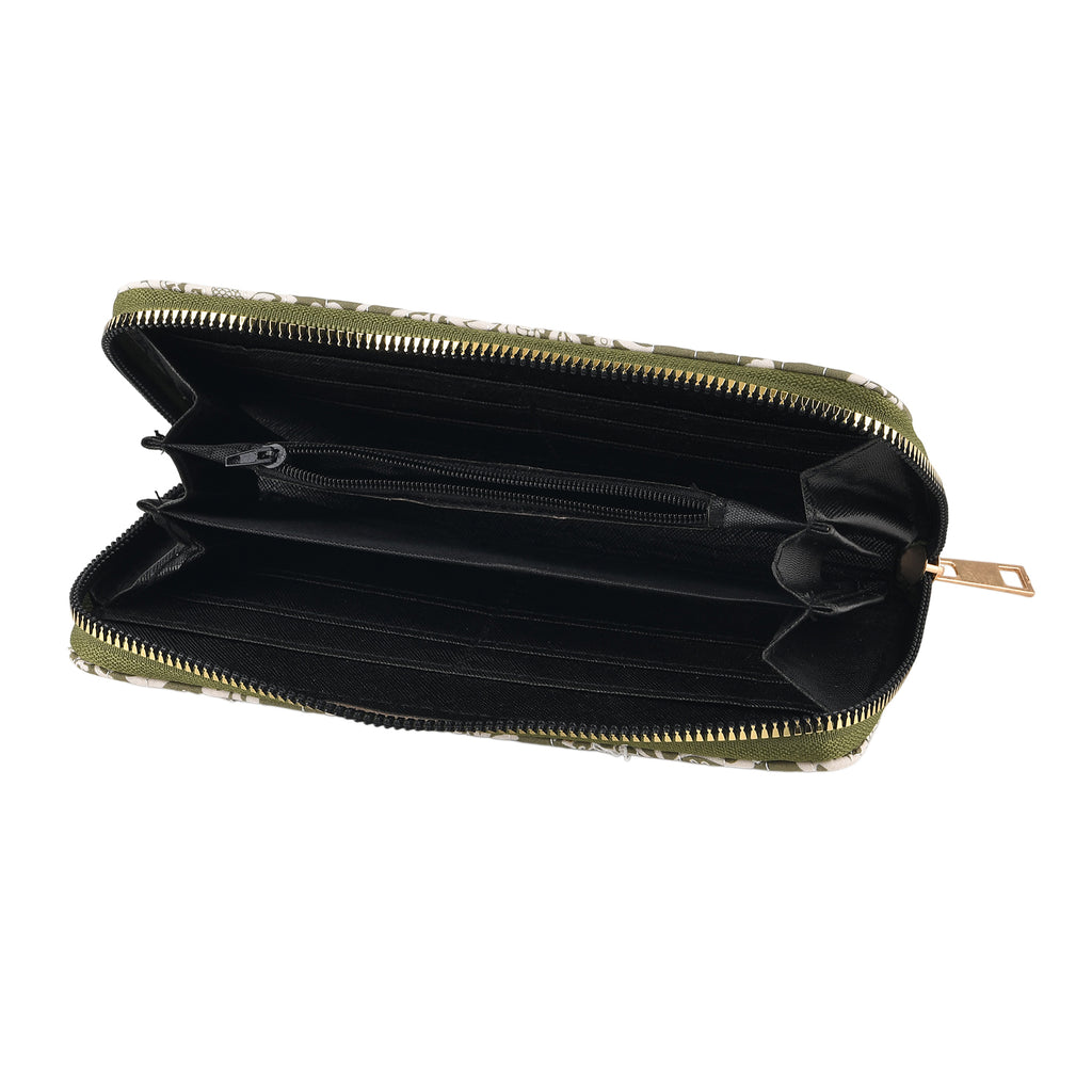Set of 2 Floral Print Zip Around Wallet Set - Olive_8556468_5