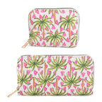 Set of 2 Floral Print Zip Around Wallet Set - Green_8556469