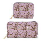 Set of 2 Floral Print Zip Around Wallet Set - Purple_8556470