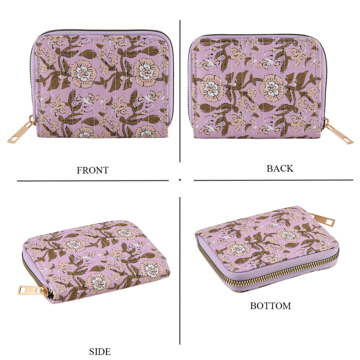 Set of 2 Floral Print Zip Around Wallet Set - Purple V32513179 6