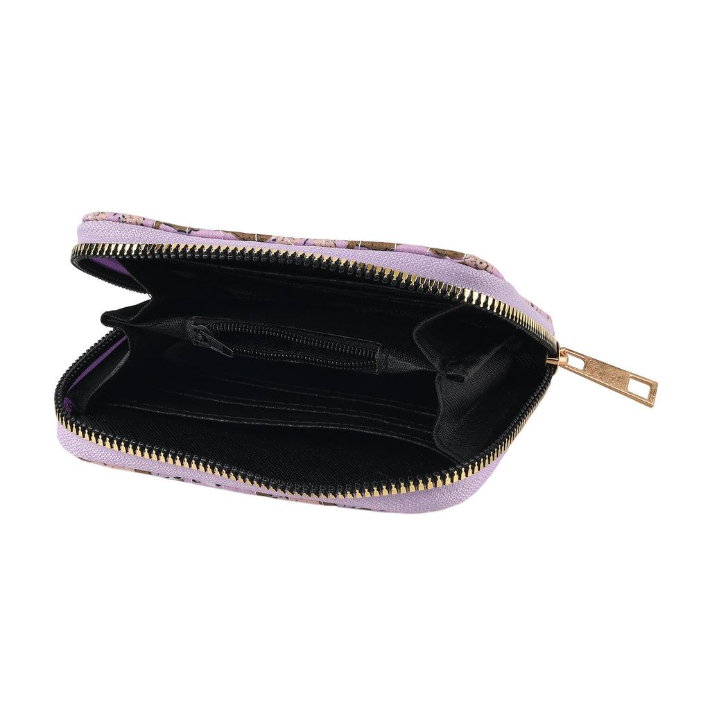 Set of 2 Floral Print Zip Around Wallet Set - Purple_8556470_7