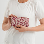 Set of 2 Floral Print Zip Around Wallet Set - Burgundy_8556471_3