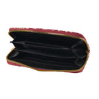 Set of 2 Floral Print Zip Around Wallet Set - Burgundy_8556471_5