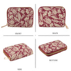 Set of 2 Floral Print Zip Around Wallet Set - Burgundy_8556471_6