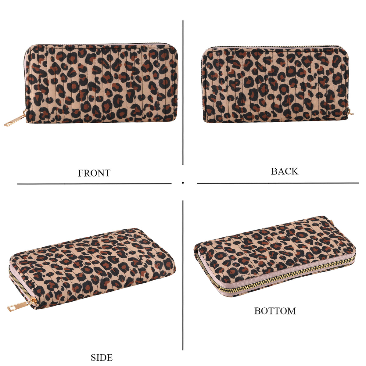 Set of 2 Leopard Print Zip Around Wallet Set - Brown V32515492 4