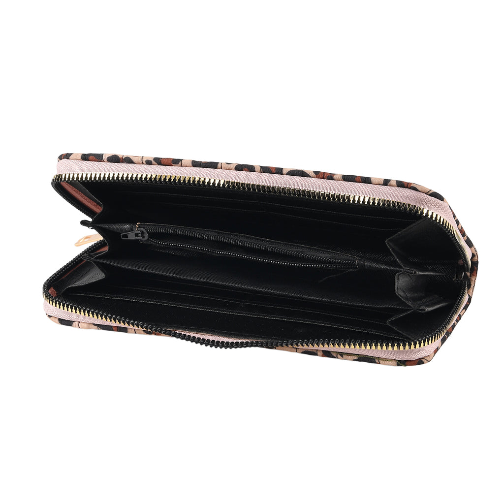 Set of 2 Leopard Print Zip Around Wallet Set - Brown_8556472_5