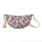 Floral Print Crescent Sling Bag - Beige_8556495