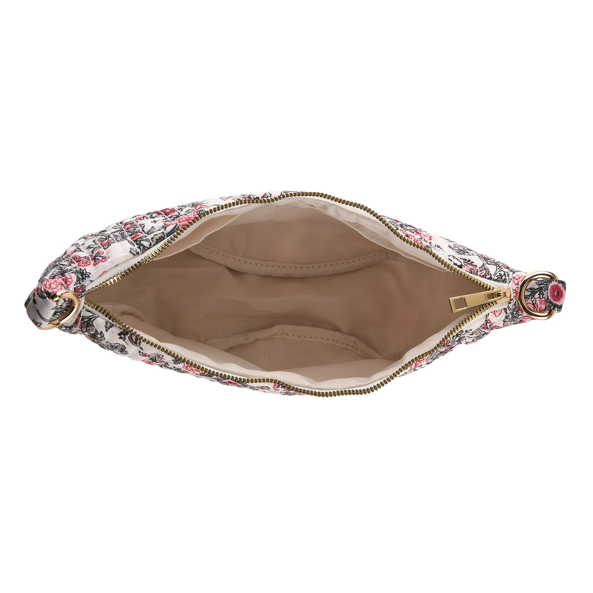 Floral Print Crescent Sling Bag - Beige V32520896 5