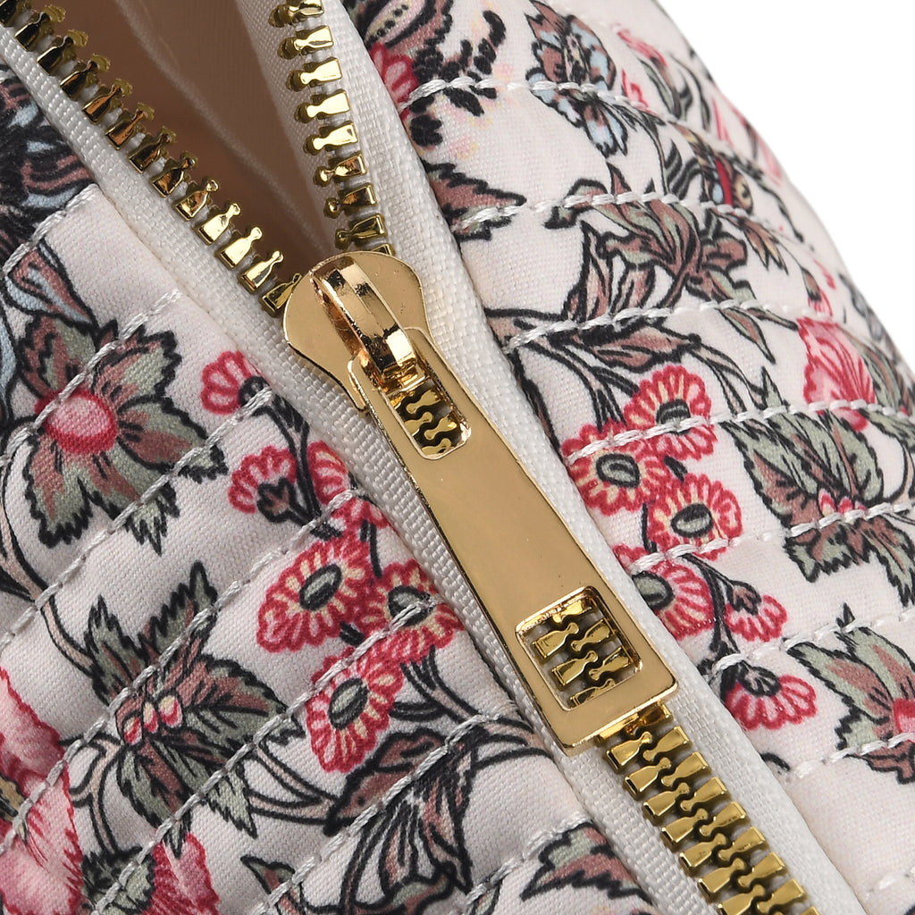 Floral Print Crescent Sling Bag - Beige_8556495_6