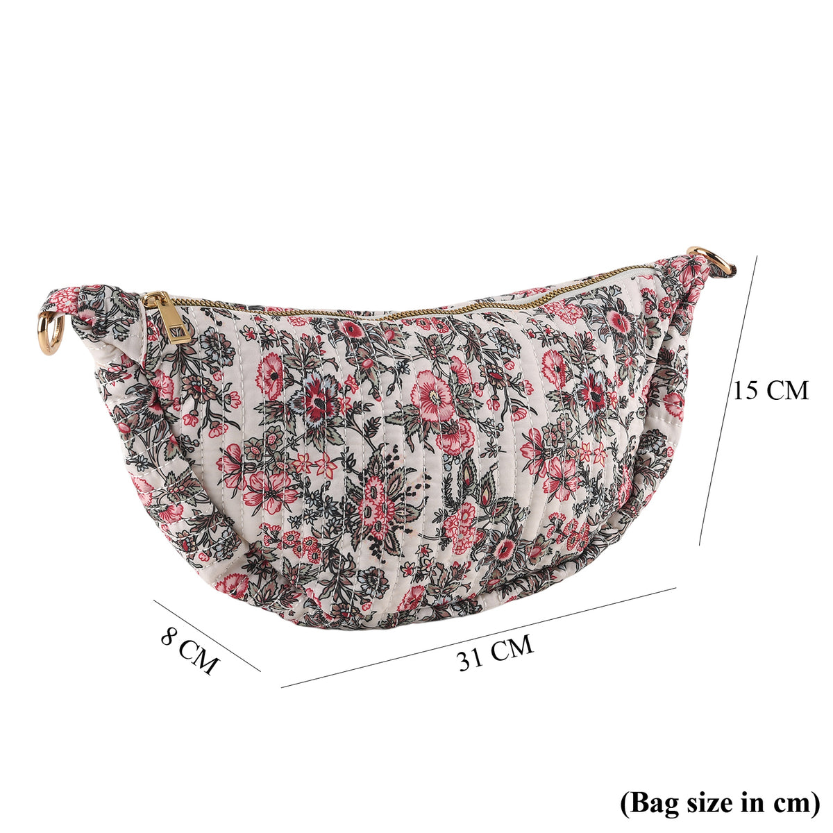 Floral Print Crescent Sling Bag - Beige V32520896 7