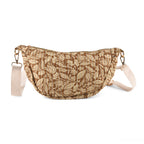 Floral Print Crescent Sling Bag - Chocolate_8556496
