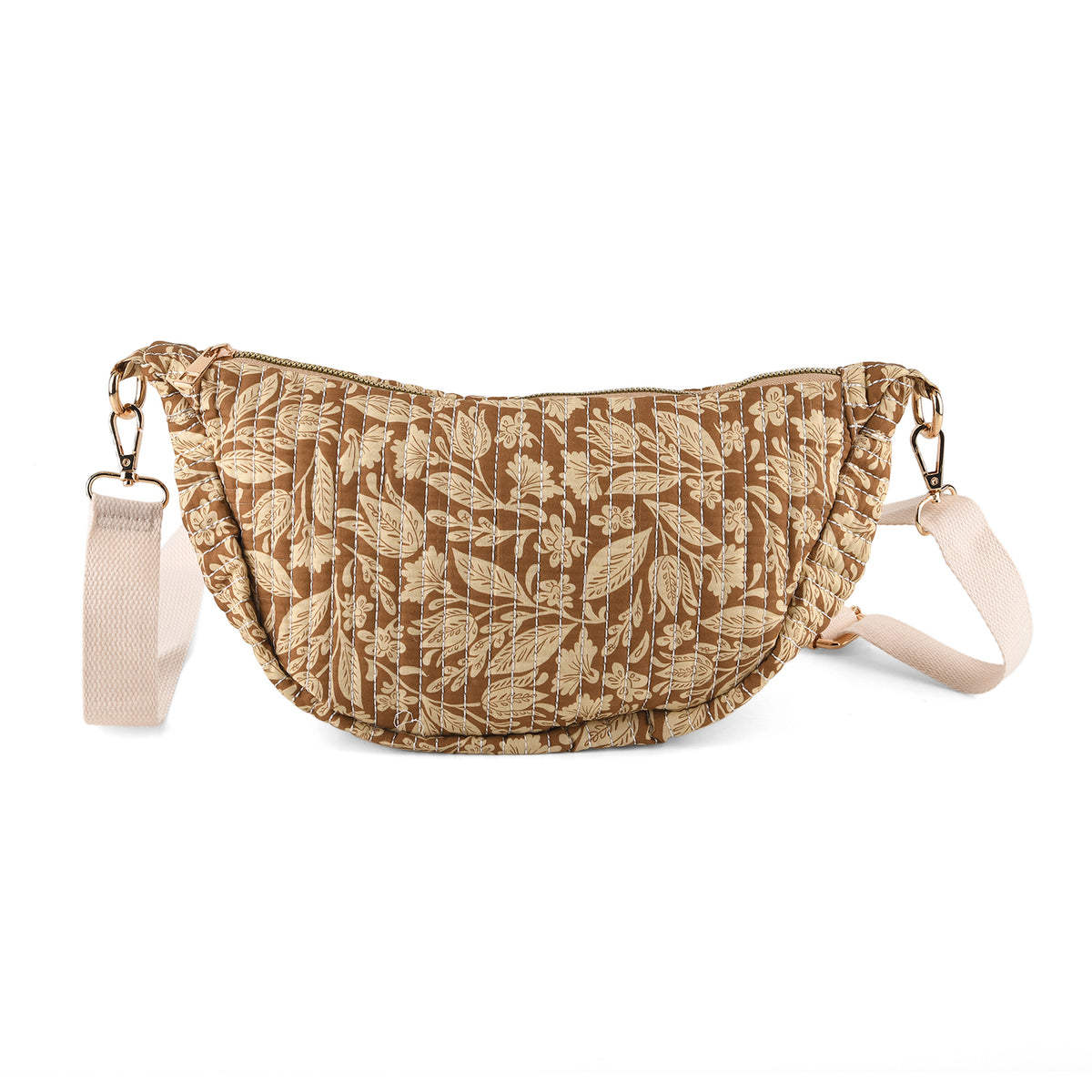Floral Print Crescent Sling Bag - Chocolate V32519692 0