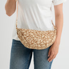 Floral Print Crescent Sling Bag - Chocolate_8556496_3