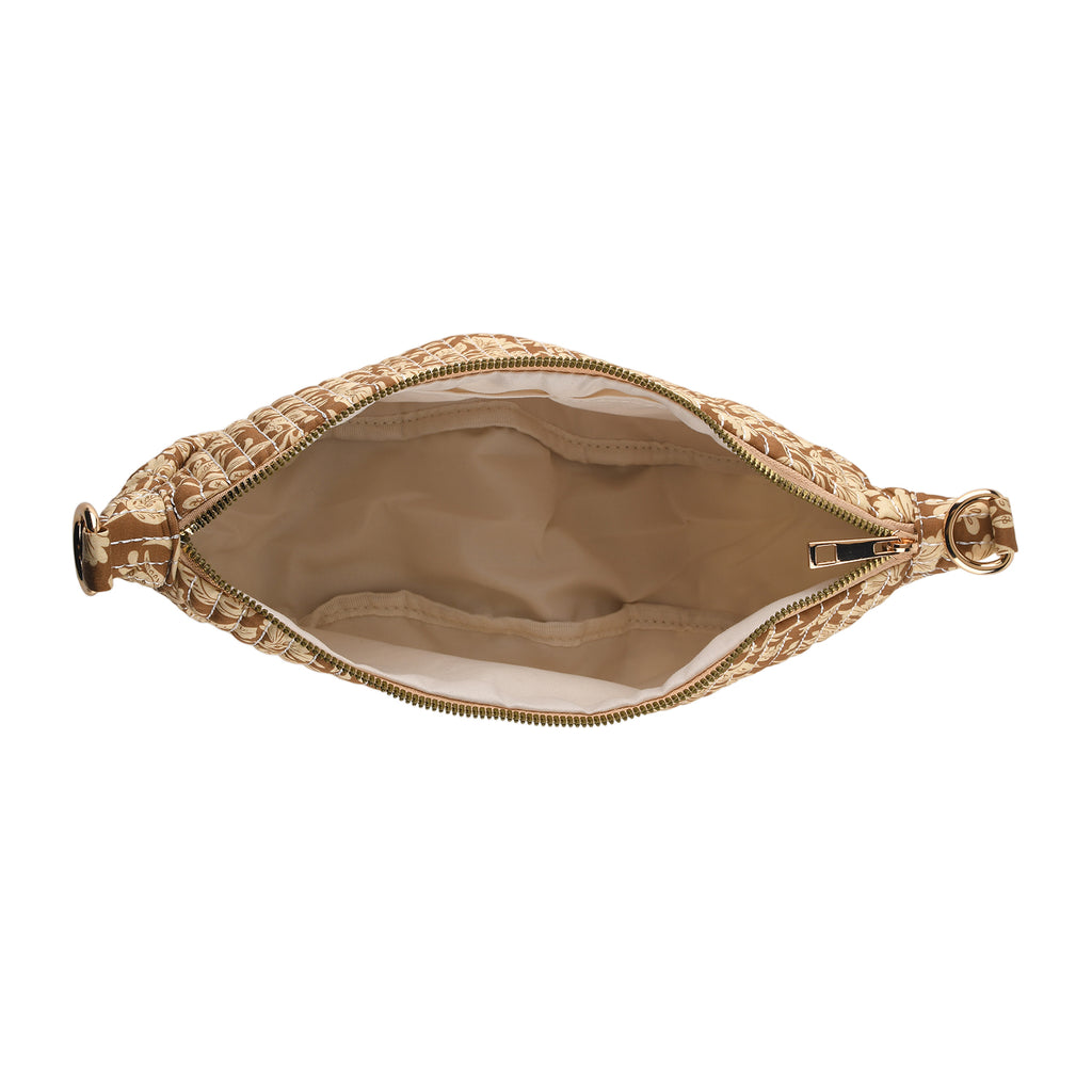 Floral Print Crescent Sling Bag - Chocolate_8556496_5