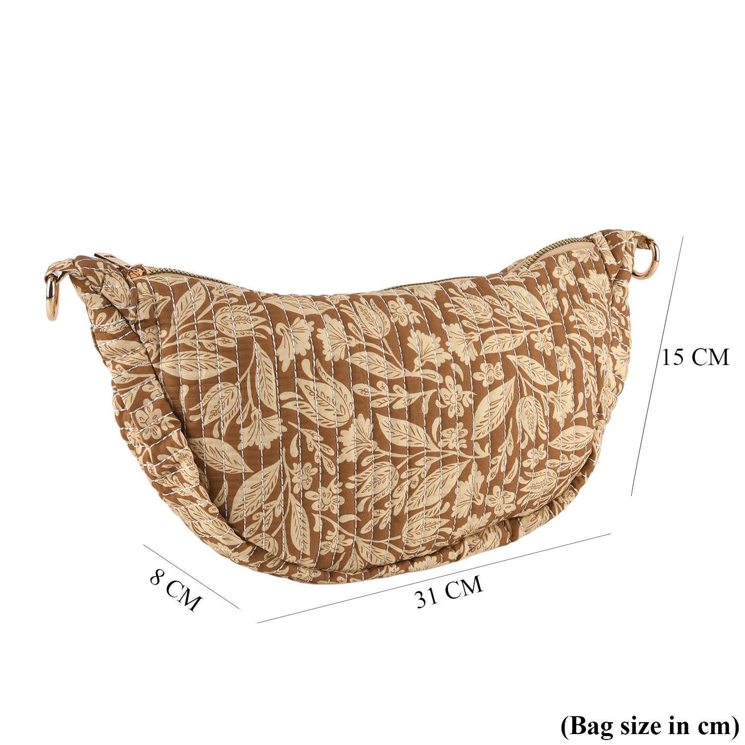 Floral Print Crescent Sling Bag - Chocolate V32519692 7