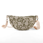 Floral Print Crescent Sling Bag - Olive_8556497