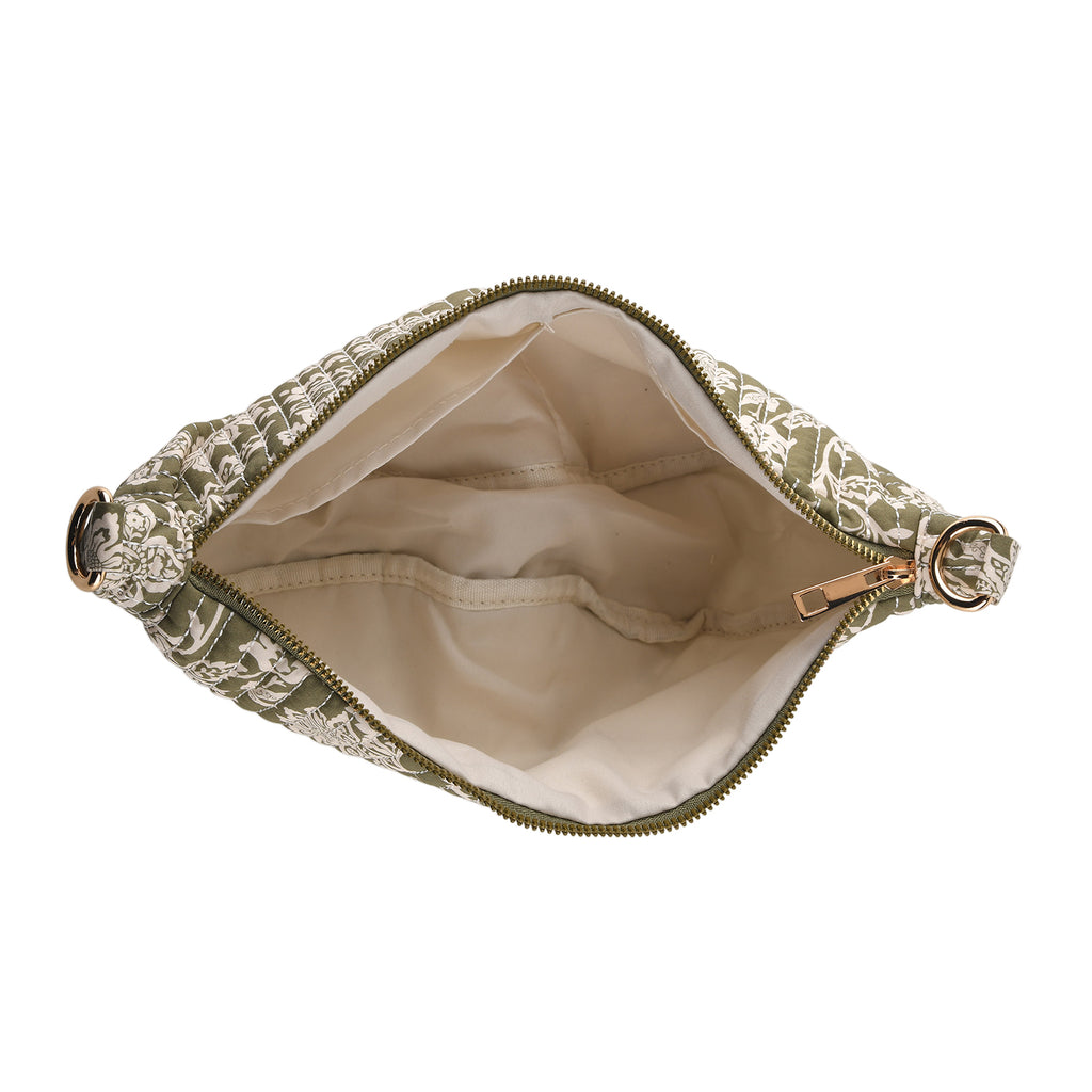 Floral Print Crescent Sling Bag - Olive_8556497_5