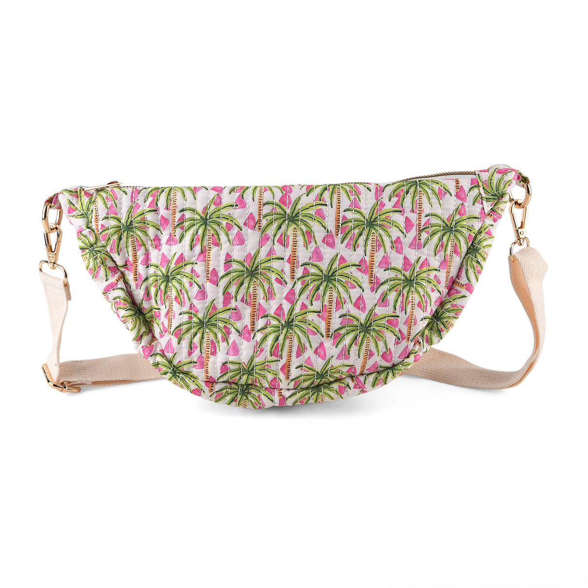 Floral Print Crescent Sling Bag - Green V32519020 0