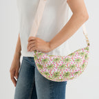 Floral Print Crescent Sling Bag - Green_8556498_3
