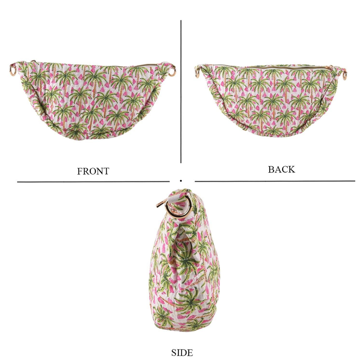 Floral Print Crescent Sling Bag - Green V32519020 4