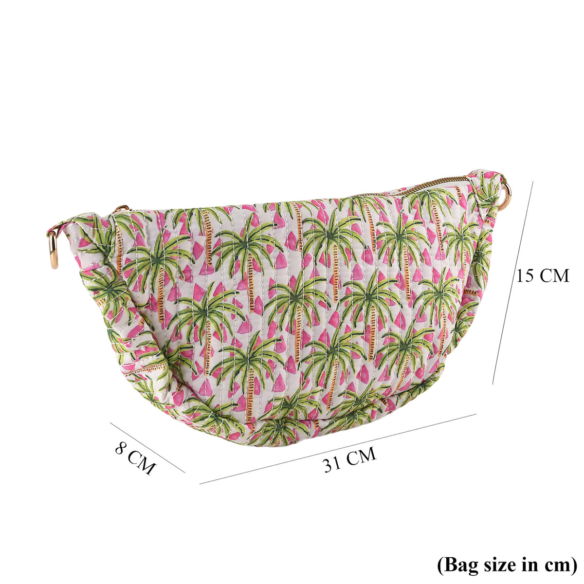 Floral Print Crescent Sling Bag - Green V32519020 7