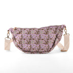 Floral Print Crescent Sling Bag - Purple_8556504