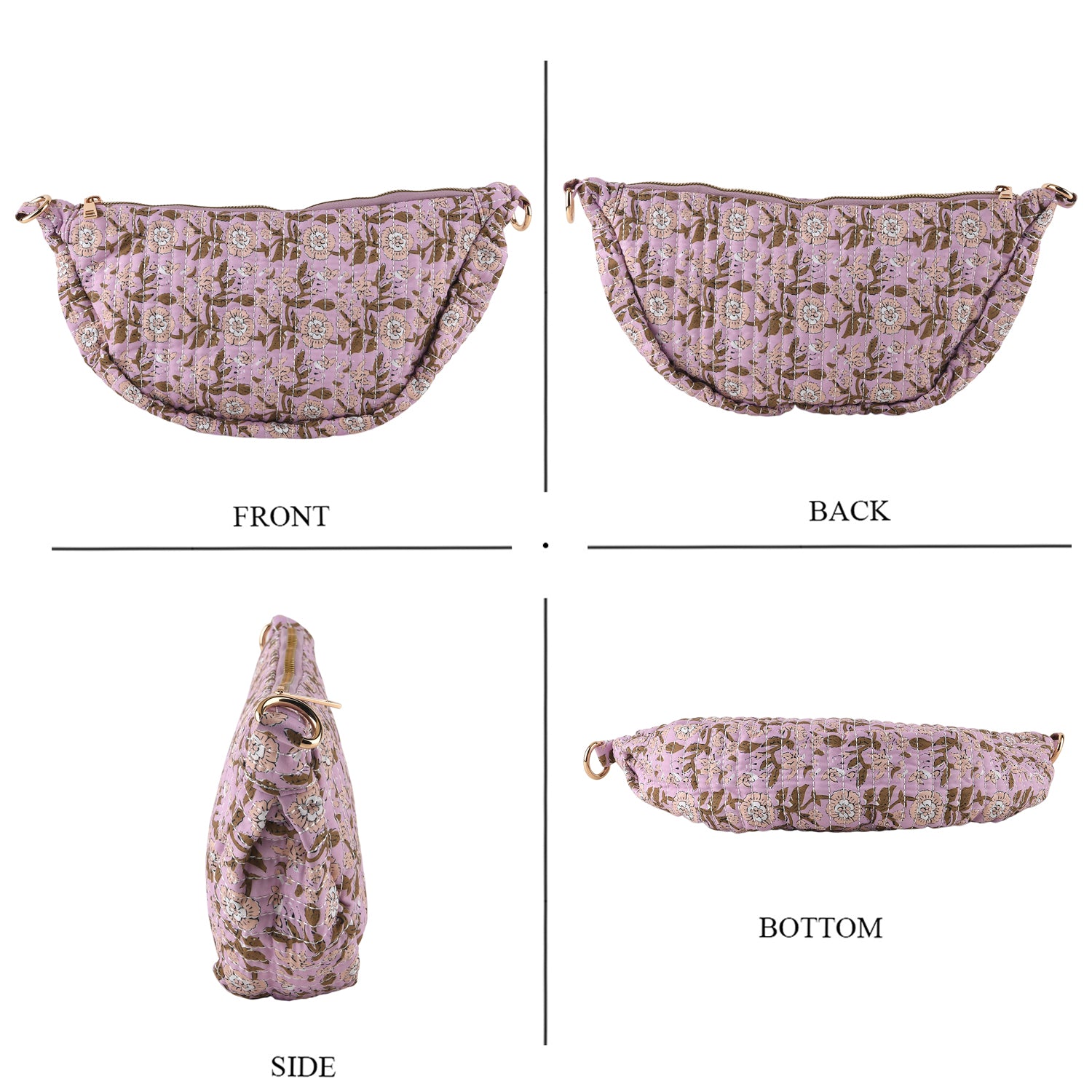 Floral Print Crescent Sling Bag - Purple V32520230 4
