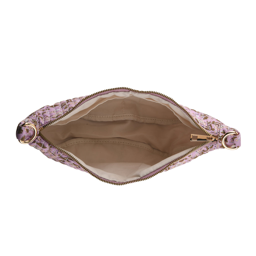 Floral Print Crescent Sling Bag - Purple_8556504_5