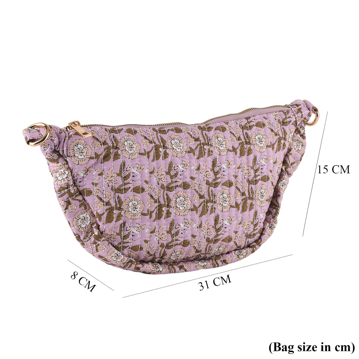 Floral Print Crescent Sling Bag - Purple V32520230 7