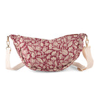 Floral Print Crescent Sling Bag - Burgundy_8556505
