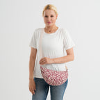 Floral Print Crescent Sling Bag - Burgundy_8556505_2