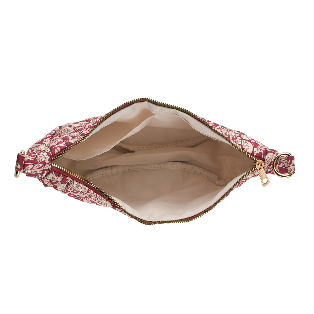 Floral Print Crescent Sling Bag - Burgundy V32517361 5