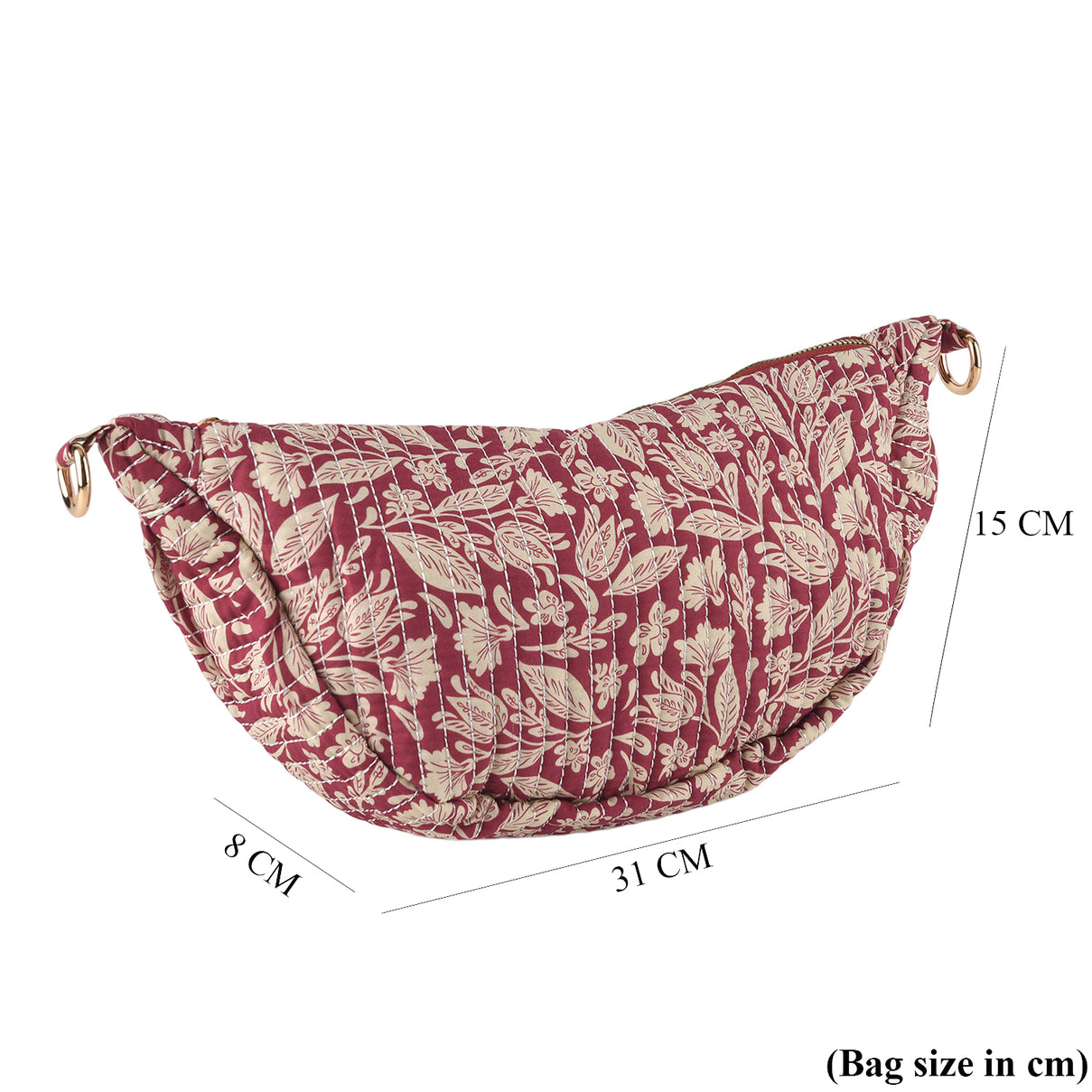 Floral Print Crescent Sling Bag - Burgundy V32517361 7