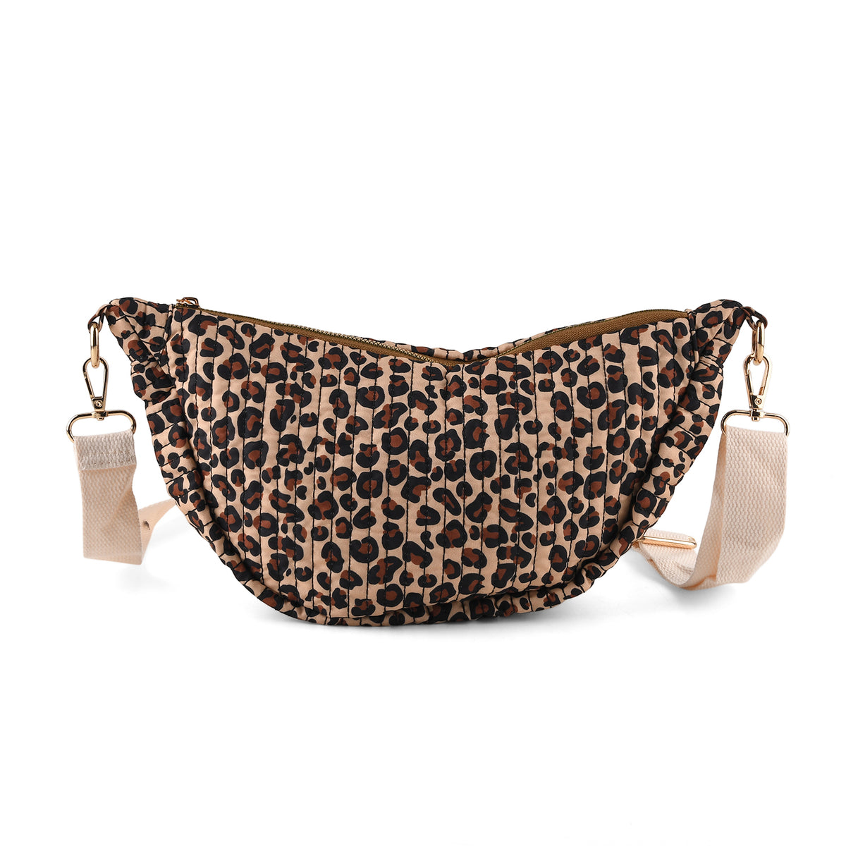 Leopard Print Crescent Sling Bag - Brown V32519021 0
