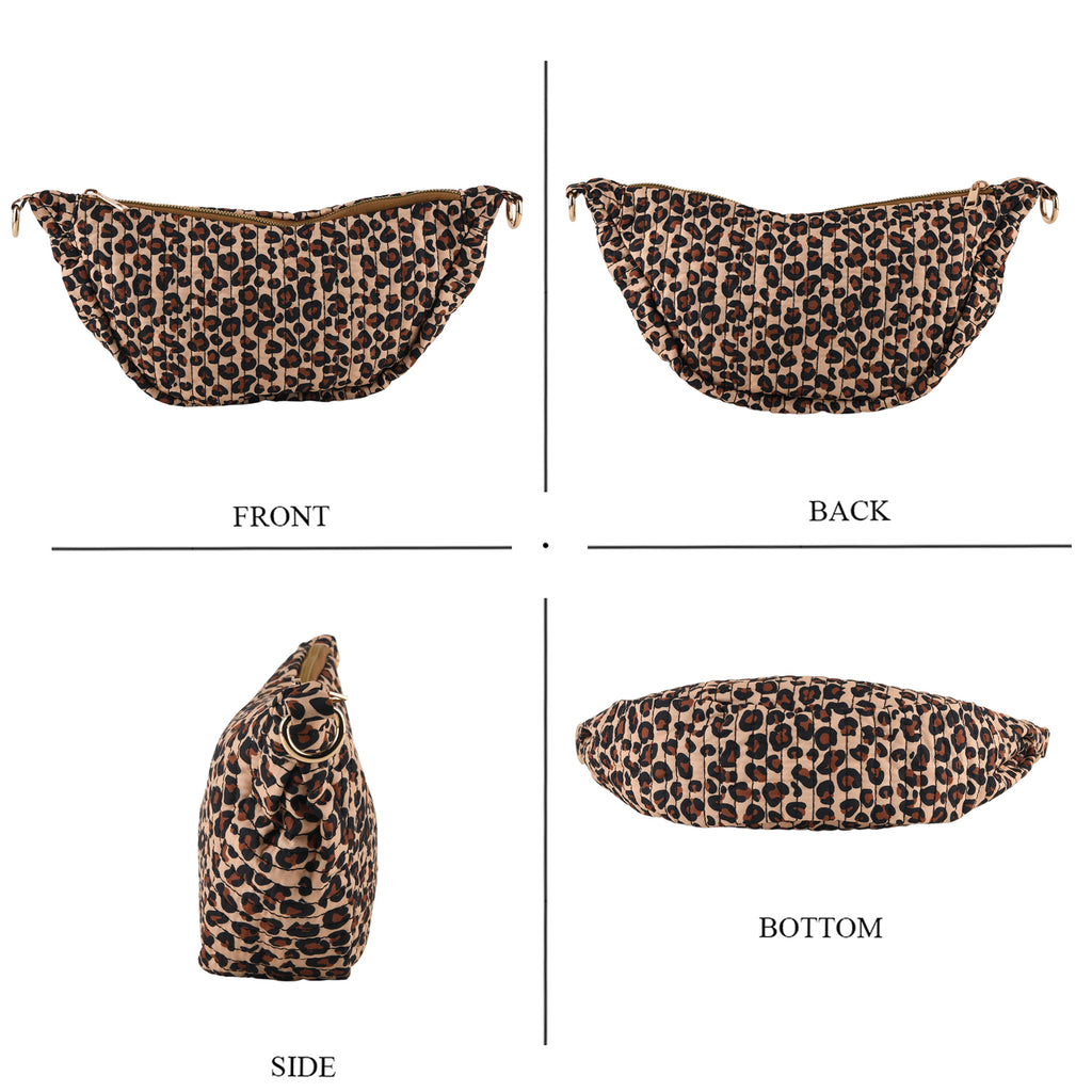 Leopard Print Crescent Sling Bag - Brown_8556506_4