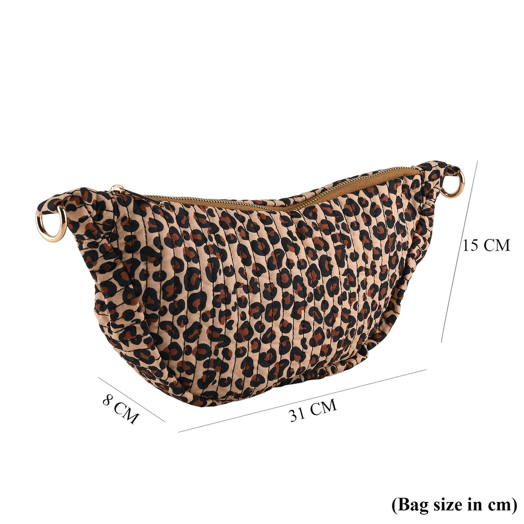 Leopard Print Crescent Sling Bag - Brown_8556506_7