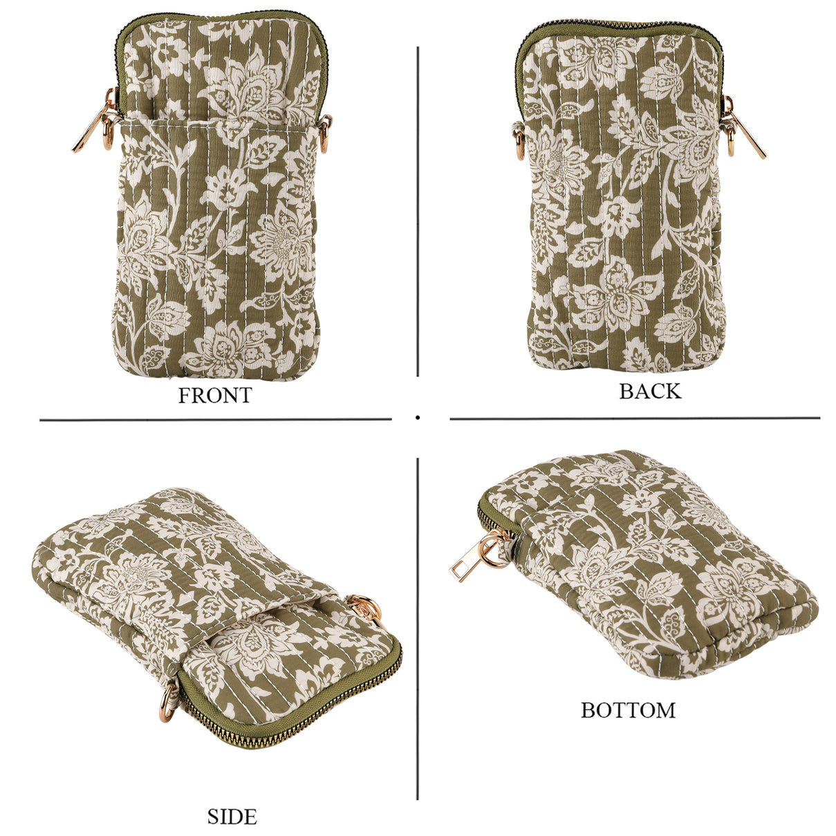 Flower Print Crossbody Phone Bag - Green 8556514 3