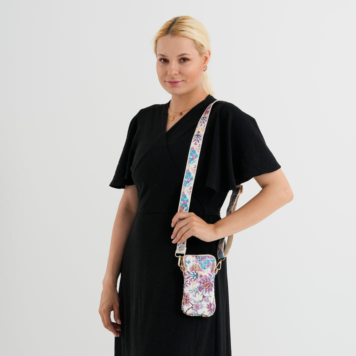 Flower Print Crossbody Phone Bag - Purple 8556518 2