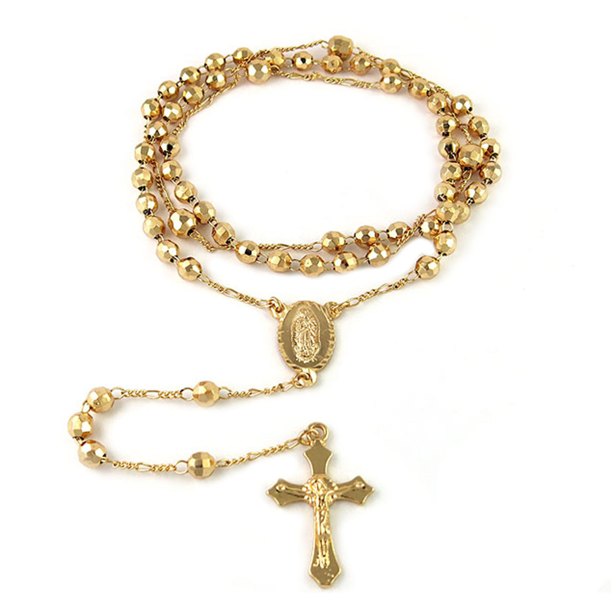 Beaded Rosary Cross Necklace (Size - 30) in Gold Tone 8556616 0