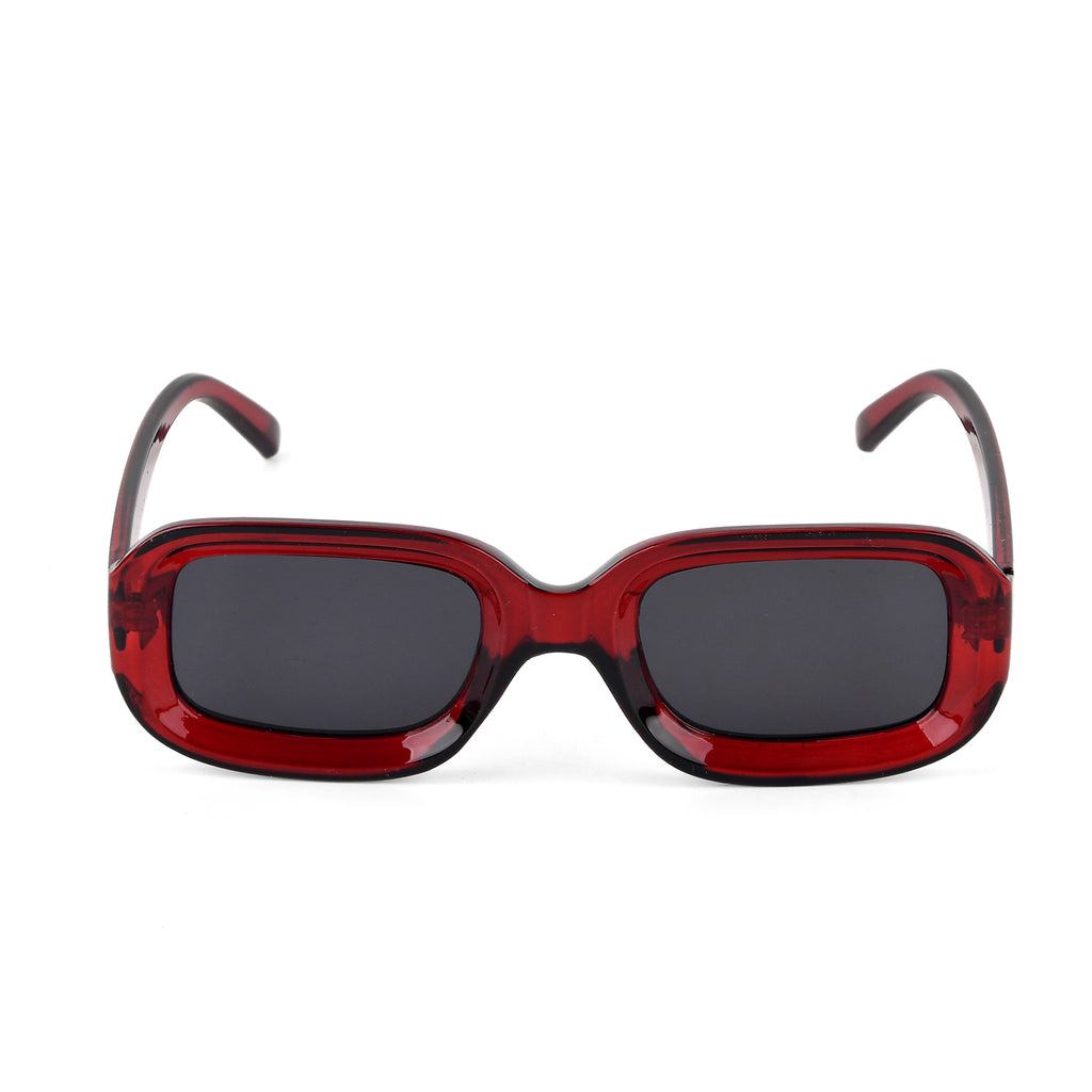 Retro Thick-Frame UV400 Protective Red Rectangle Sunglasses with the Box- Red_8556666_3