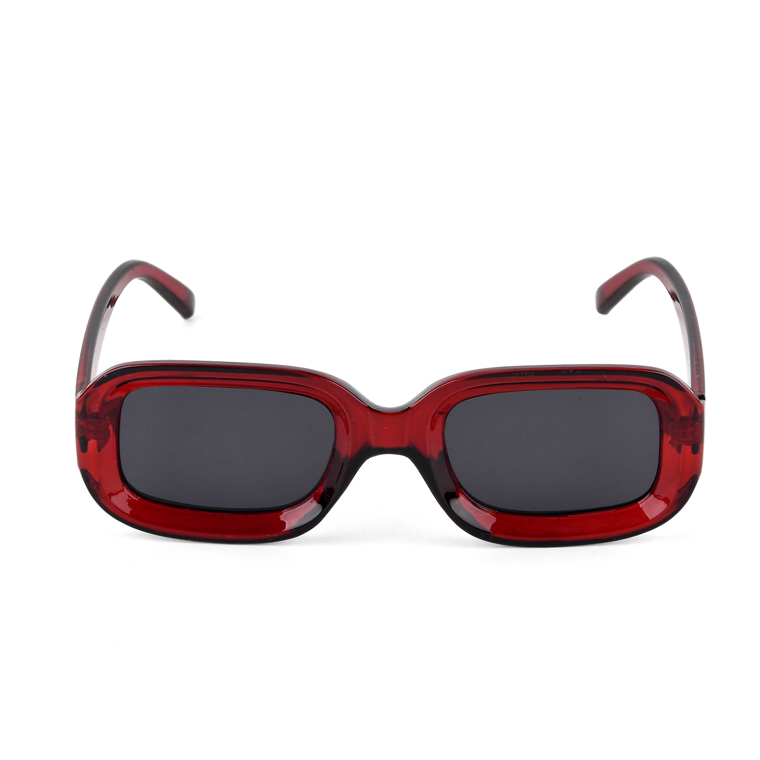 Retro Thick-Frame UV400 Protective Red Rectangle Sunglasses with the Box- Red V32521480 4