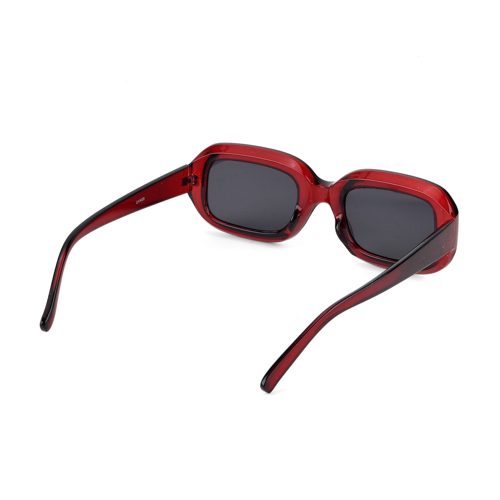 Retro Thick-Frame UV400 Protective Red Rectangle Sunglasses with the Box- Red_8556666_4