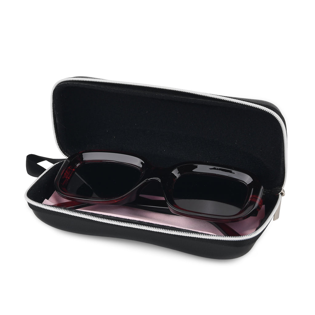 Retro Thick-Frame UV400 Protective Red Rectangle Sunglasses with the Box- Red_8556666_6