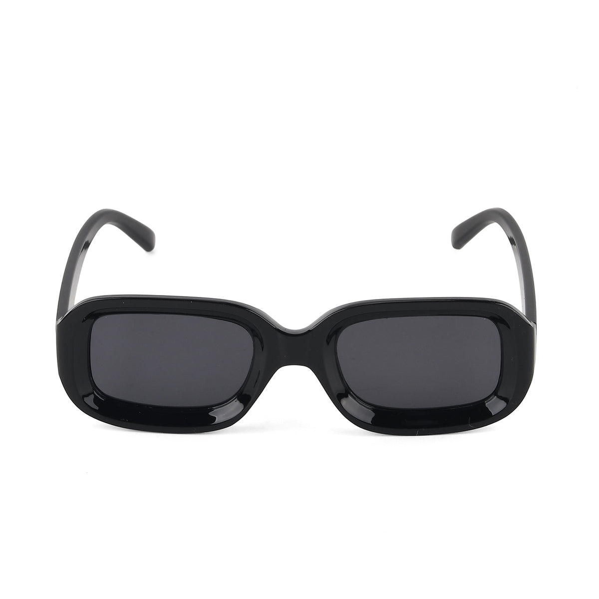 Retro Thick-Frame UV400 Protective Black Rectangle Sunglasses with the Box- Black V32521361 4