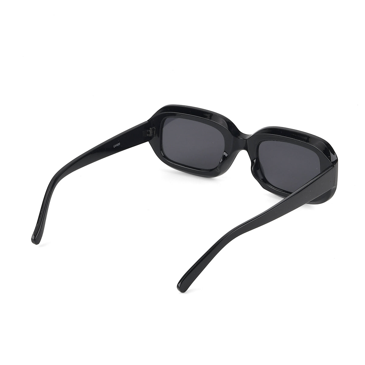 Retro Thick-Frame UV400 Protective Black Rectangle Sunglasses with the Box- Black V32521361 5