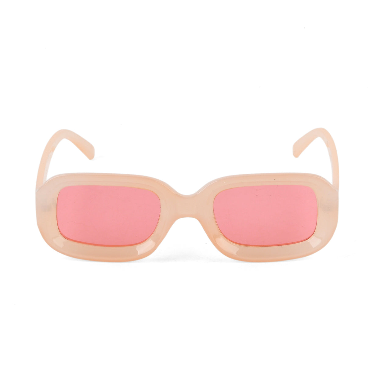 Retro Thick-Frame UV400 Protective Light Peach Rectangle Sunglasses with the Box- Peach 8556684 4