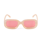 Retro Thick-Frame UV400 Protective Light Peach Rectangle Sunglasses with the Box- Peach_8556684_3
