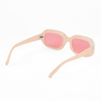 Retro Thick-Frame UV400 Protective Light Peach Rectangle Sunglasses with the Box- Peach_8556684_4
